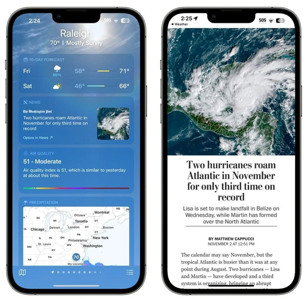 陆丰苹果14维修分享iPhone 14手机如何看天气时顺带看新闻 